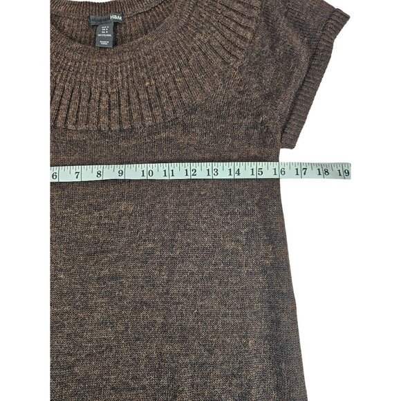 H & M Women's Casual Knee Length Sweater Dress Short Sleeve Brown Knit Size S - Picture 5 of 6